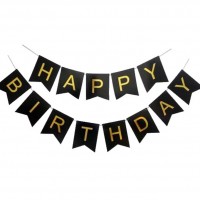 Гирлянда Happy Birthday (чёрная)