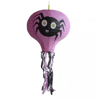 Декор подвесной Хэллоуин розовый с пауком