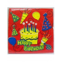 Салфетки Happy Birthday красные (уп.20шт)