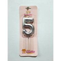 Свеча цифра серебро (6,5см) 5
