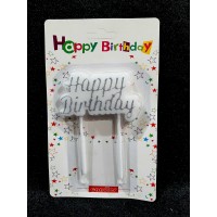 Свечи в торт Happy Birthday серебро