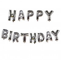 Шар-гирлянда Happy Birthday (серебро)