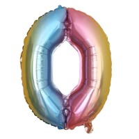 Шарик-цифра НОЛЬ 100см (40‘’) радужный градиент омбре