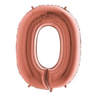 Шарик-цифра НОЛЬ 100см (40‘’) розовое золото