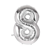 Шарик Цифра серебро (80см) 8
