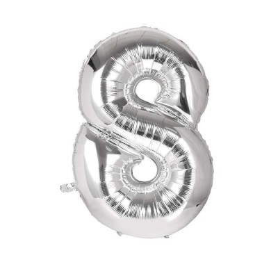 Шарик Цифра серебро (80см) 8