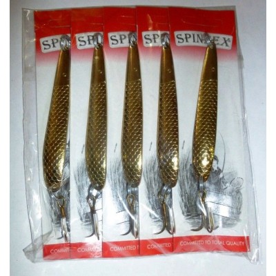Блесна Spinnex колебалка одинарная золото №12 15g (5шт) *( размеры  в ассортименте)