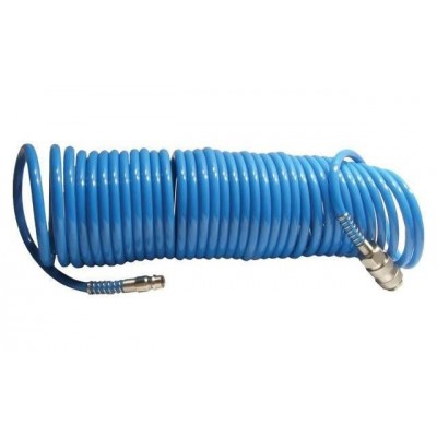 Шланг синий спиральный полиуретановый 6 х 8 мм 15м Intertool PT-1708