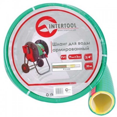 Шланг для воды 4-х слойный 1/2", 10м, армированный, PVC Intertool GE-4101
