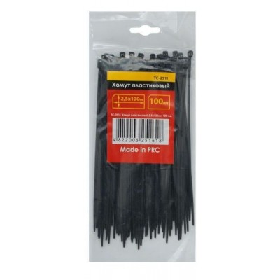 Хомут пластиковый 2.5x150мм, (100 шт/упак), черный Intertool TC-2516