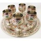 Бокалы бронзовые хром на круглом подносе (н-р 6 шт.)(ROUND CDC BIG)(h11 см) код 20465