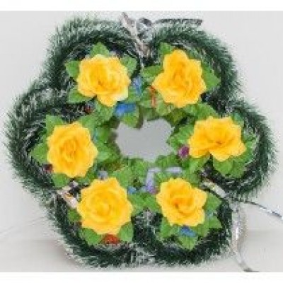 РИТУАЛЬНЫЙ ВЕНОК "СОЛНЦЕ" С РОЗАМИ