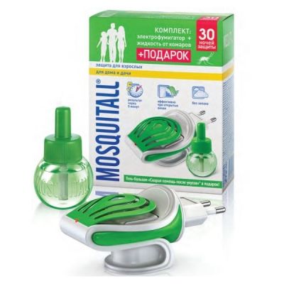 Комплект Mosquitall для взрослых: электрофумигатор + жидкость от комаров, 30 ночей защиты