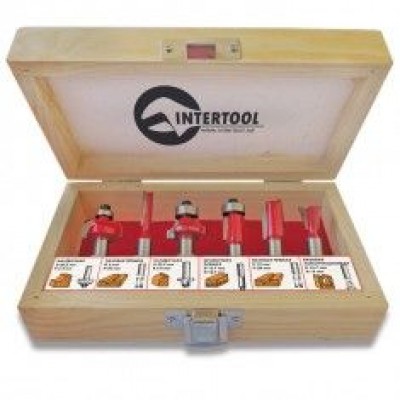 Intertool HT-0072 Набор фрез концевых по дереву 6шт