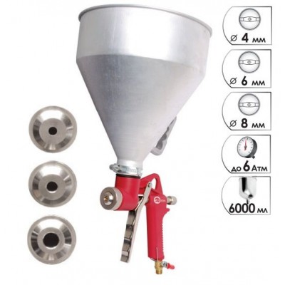 Штукатурный распылитель, три форсунки 4;6;8мм, В/Б металлический, 6000мл, 3-6b Intertool PT-0401