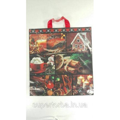 Пакет новогодний полиэтиленовый с петлевой ручкой 