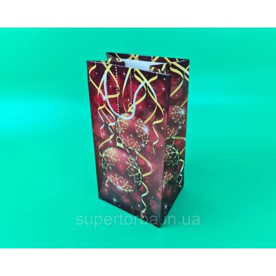 Новогодний ,картонные пакеты с ручками под Вазу 18,5*37*15  -02 (12 шт)