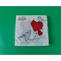 Серветка (ЗЗхЗЗ, 20шт) La Fleur  Влюбленные птички (996) (1 пачка)
