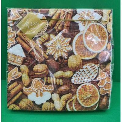 Дизайнерская салфетка (ЗЗхЗЗ, 20шт) LuxyНГ Новогодние сладости (1 пачка)