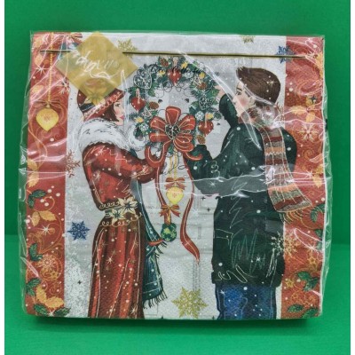 Новогодняя салфетка (ЗЗхЗЗ, 20шт) LuxyНГ Подготовка к Рождеству(1236) (1 пачка)