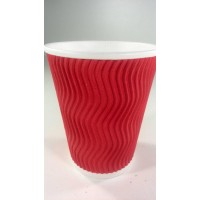 Стакан гофрированный 400мл(12oz)  Красный (15 шт)
