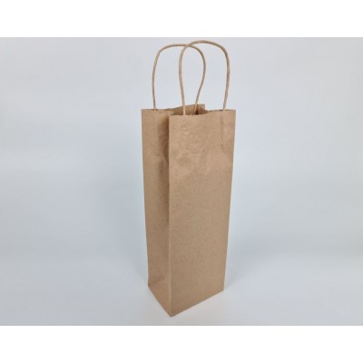 Пакет с ручками бумажный 12*35*9 бурый для упаковки бутылки (25 шт) Пакет с ручками бумажный 12*35*9 бурый для упаковки бутылки (25 шт)