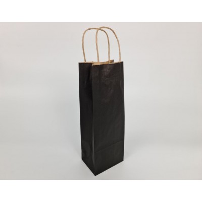Пакет с ручками бумажный 12*35*9 Черный для упаковки бутылки (25 шт) Пакет с ручками бумажный 12*35*9 Черный для упаковки бутылки (25 шт)