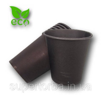 Одноразовые бумажные чёрные стаканы для кофе объём 110 мл 50 шт/уп.