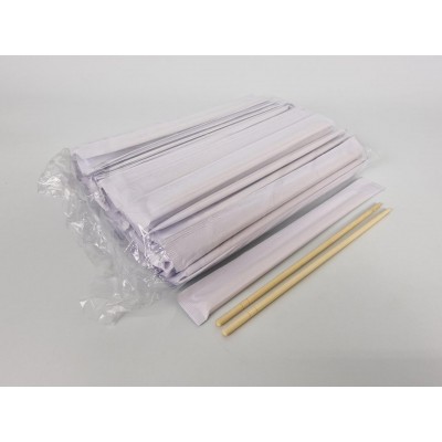 Палочки для суши бамбуковые круглые в бумажной индивидуальной упаковке 225 мм d=5 мм 100 шт/уп (30 уп/ящ) (1