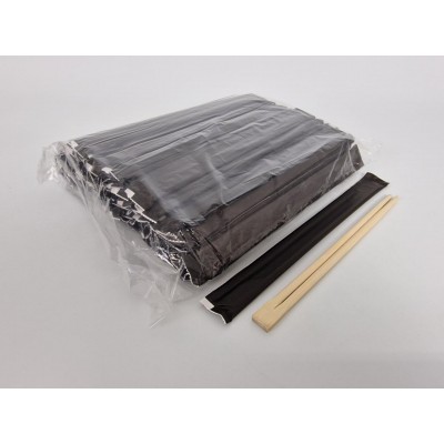 Палочки для суши бамбуковые в черной бумажной индивидуальной упаковке 210 мм d=4,2 мм 100 шт/уп (30 уп/ящ) (1