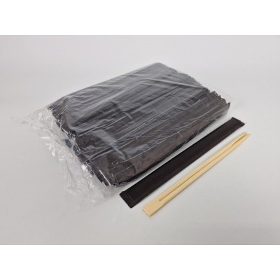 Палочки для суши бамбуковые в черной бумажной индивидуальной упаковке 230 мм d=4,2 мм 100 шт/уп (30 уп/ящ) (1