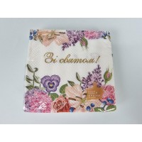 Салфетка (ЗЗхЗЗ, 16шт)  La Fleur Цветочное приветствие (1312) (1 пачка)