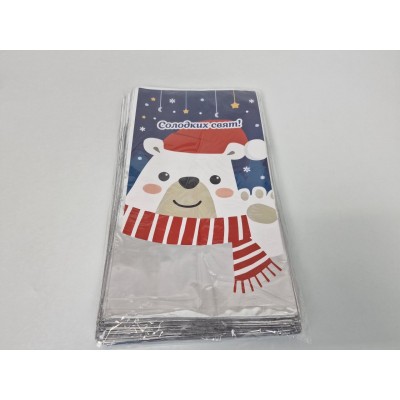 Подарочная упаковка с новогодним рисунком (20*35) №11 Медведь   (100 шт)