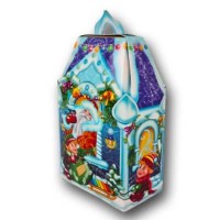 Новогодняя коробка для сладостей №222 на 700 грамм "Домик Снегурочки"	