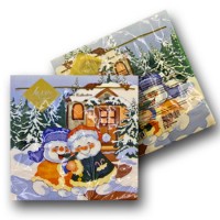 Новогодняя салфетка (ЗЗхЗЗ, 20шт) LuxyНГВеселые снеговики     (906) (1 пачка)
