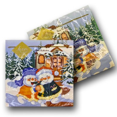 Новогодняя салфетка (ЗЗхЗЗ, 20шт) LuxyНГВеселые снеговики     (906) (1 пачка)