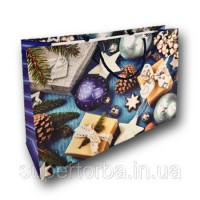 Бумажные новогодние пакеты большого размера горизонтальный 36х22х10 nBG-06 12 шт/уп. пакет под подарки новогод