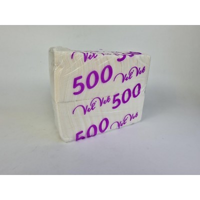 Салфетка 400 листов белая фуршетная Вельвет (накатка фиолетовая) (1 пачка)