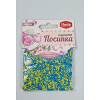 Посыпка кондитерская  50грм круглая+палочки (желто-голубые) П832 (1 шт)