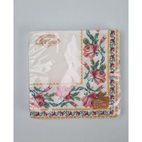 Бумажная двухслойная салфетка (ЗЗхЗЗ, 16шт)  La Fleur Вышитая роза (1 пачка)