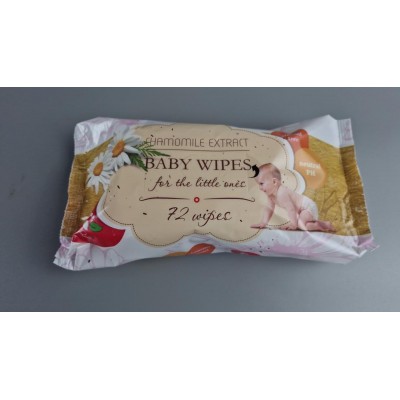 Влажная салфетка  ромашка 72 шт без клапана BABY WIPES  