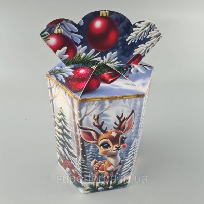 Новогодняя подарочная картонная упаковка для конфет (1000грм) №203 