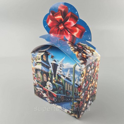 Новогодняя подарочная картонная упаковка для конфет (1000грм) №198 Новогодняя подарочная картонная упаковка для конфет (1000грм) №198
