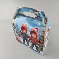 Новогодняя подарочная картонная упаковка для конфет (800грм) №212 Новогодняя подарочная картонная упаковка для конфет (800грм) №212