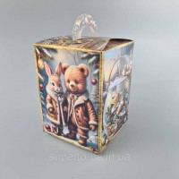 Новогодняя подарочная картонная упаковка для конфет (700грм) №219 Новогодняя подарочная картонная упаковка для конфет (700грм) №219