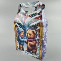Новогодняя подарочная картонная упаковка для конфет (600грм) №227 Новогодняя подарочная картонная упаковка для конфет (600грм) №227