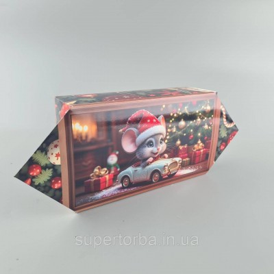 Новогодняя подарочная картонная упаковка для конфет (500грм) №238 Новогодняя подарочная картонная упаковка для конфет (500грм) №238