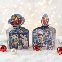 Новогодняя картонная упаковка для подарков и конфет 1000 г №196 