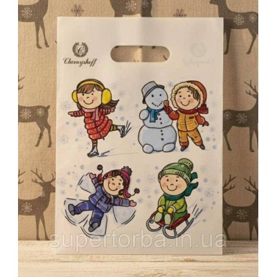 Пакеты новогодние с прорубной ручкой 22х30 