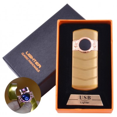 Электроимпульсная зажигалка в подарочной коробке LIGHTER (USB) HL-123 Gold